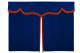 Sänggardin i mockalook med fransar, 3-delad mörkblå orange Längd 149 cm