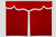 Sänggardin i mockalook med fransar, 3-delad röd vit Längd 149 cm