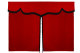 Sänggardin i mockalook med fransar, 3-delad röd svart Längd 179 cm