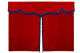 Sänggardin i mockalook med fransar, 3-delad röd blå Längd 149 cm
