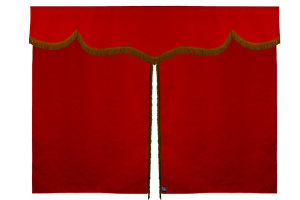 Suede look truck bed curtain 3-piece, with fringes red caramel Length 149 cm