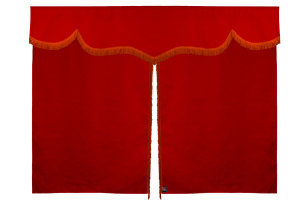 Tenda da letto 3 pezzi in simil-camoscio, con frange rosso arancione Lunghezza 149 cm