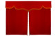 Wildlederoptik Lkw Bettgardine 3 teilig, mit Fransen rot orange Länge 149 cm