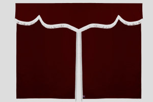 Tenda da letto 3 pezzi in simil-camoscio, con frange bordò bianco Lunghezza 149 cm