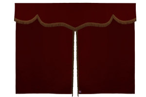 Suede look truck bed curtain 3-piece, with fringes bordeaux brown Length 149 cm