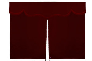 Suede look truck bed curtain 3-piece, with fringes bordeaux bordeaux Length 149 cm