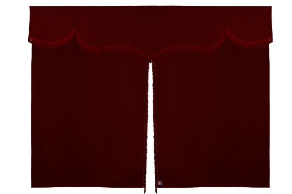 Suede look truck bed curtain 3-piece, with fringes bordeaux bordeaux Length 179 cm