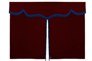 Suede look truck bed curtain 3-piece, with fringes bordeaux blue Length 149 cm