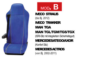 Truck-seat cover ClassicLine - Extreme - Mod.B - black-grey - with Logo