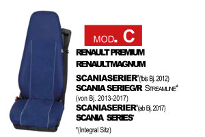 Truck-seat cover ClassicLine Extreme Mod.C black-black with Logo