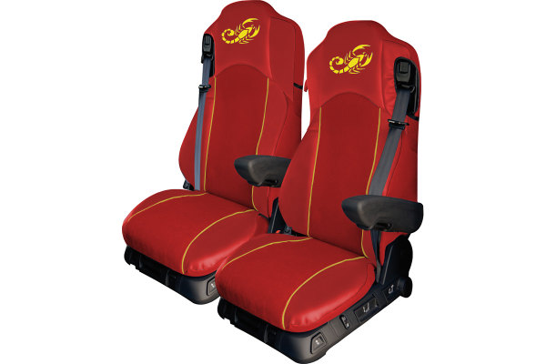 Truck-seat cover ClassicLine - Extreme - Mod.G - red-red - with Logo