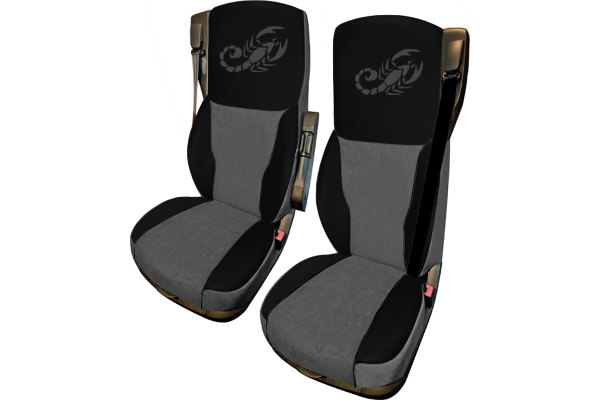 Truck seat cover ClassicLine - Extreme - Mod.H - black-grey - with Logo