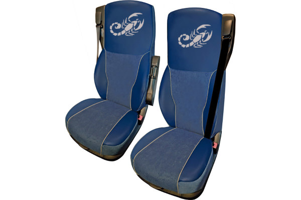 Truck seat cover ClassicLine - Extreme - Mod.H - blue-blue - with Logo