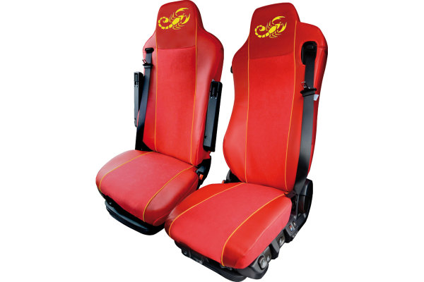 Truck seat cover ClassicLine - Extreme - Mod.I - red-red - with Logo