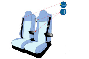 Truck seat cover ClassicLine - Extreme - Mod.I - light blue-light blue - with Logo