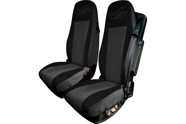 Truck seat cover ClassicLine - The Best - Mod.L - black-grey - with Logo