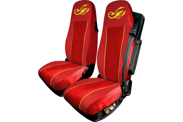 Lkw Sitzbezug ClassicLine - Extreme - Mod.L - rot-rot - mit Logo