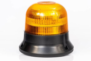 Gul enkelblixt/dubbelblixt LED-varningsljus, h&ouml;g version monterad p&aring; tre skruvar, kabell&auml;ngd 1,5 m Dubbelblixt