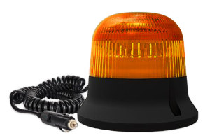 Gul enkelblixt/dubbelblixt LED-varningslampa h&ouml;g version monterad med en magnet, 3 m spiralkabel 12/24-kontakt dubbelblixt
