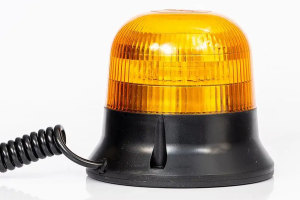 Gelbe Einzelblitz/Doppelblitz LED-Warnleuchte hohe Version montiert mit einem Magneten, 3 m Spiralkabel 12/24 Stecker Doppelblitz