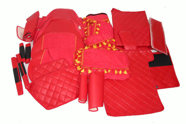 Suitable for Iveco*: Stralis II (2006-2012) high cabine ClassicLine leatherette mega set without logo red