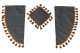 Lkw Gardinenset 11 teilig, inkl Borde grau braun Länge Gardinen 90 cm, Bettvorhang 150 cm TS Logo