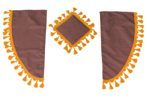 Set di tende Lorry 11 pezzi, incl. ripiani marrone oro Lunghezza tende 90 cm, tenda letto 150 cm TS Logo