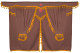 Lkw Gardinenset 11 teilig, inkl Borde braun gold Länge Gardinen 90 cm, Bettvorhang 150 cm TS Logo