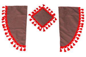 Set di tende Lorry 11 pezzi, incl. ripiani marrone rosso Lunghezza tende 90 cm, tenda letto 150 cm TS Logo
