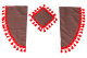 Lorry gardinset 11 delar, inkl. hyllor brun röd Gardiner 90 cm, sänggardin 150 cm TS-logotyp