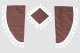Lkw Gardinenset 11 teilig, inkl Borde braun weiss Länge Gardinen 90 cm, Bettvorhang 150 cm TS Logo