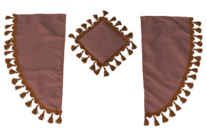 Lorry gardinset 11 delar, inkl. hyllor brun brun Gardiner 90 cm, s&auml;nggardin 150 cm TS-logotyp