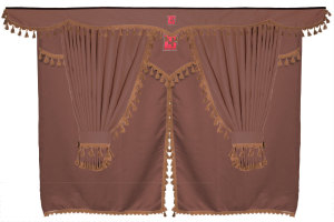 Set di tende Lorry 11 pezzi, incl. ripiani marrone marrone Lunghezza tende 110 cm, tenda letto 150 cm TS Logo