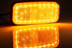 LED-sidomarkeringsljus 12-36V med reflektor med f&auml;ste utan stickpropp orange