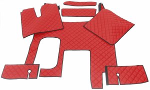 Fits MAN*: TGX (2009-...) HollandLine floor mats complete  red automatic two pigeonholed