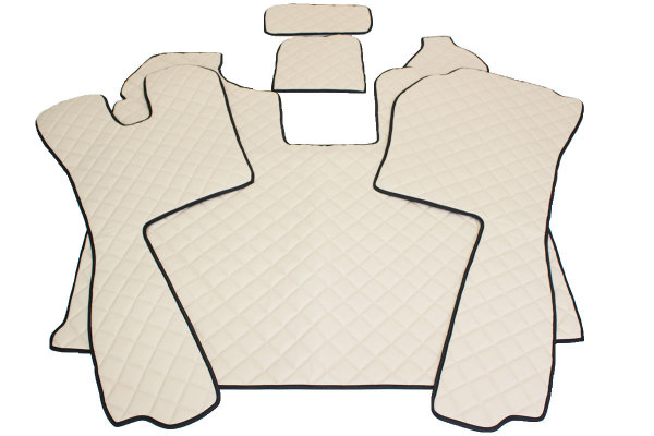 Set Tappetini Auto In Ecopelle Blu + Copertura Motore Per Scania R 2014-2016 Automatico - Guida A Sinistra, 4 Pezzi