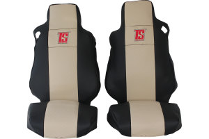 Suitable for MAN*: TGA, TGX, TGS (2007-...), TGM, TGL (2005-...) HollandLine Seat Covers, 2 strap integrated - beige