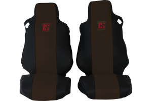 Suitable for MAN*: TGA, TGX, TGS (2007-...), TGM, TGL (2005-...) HollandLine Seat Covers, 2 strap integrated - brown