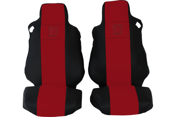 Suitable for MAN*: TGA, TGX, TGS (2007-...), TGM, TGL (2005-...) HollandLine Seat Covers, 2 strap integrated - red