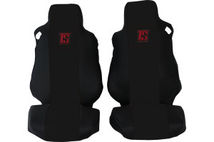 Suitable for MAN*: TGA, TGX, TGS (2007-...), TGM, TGL (2005-...) HollandLine Seat Covers, 2 strap integrated - black
