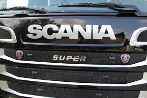 Passend f&uuml;r Scania*: Lkw Edelstahl Schriftzug Super Chrom Hochglanzpoliert klein (30 x 4 cm)
