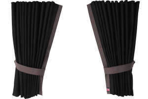Suede-look truck window curtains 4-piece, with imitation leather edge anthracite-black concrete gray* Length 95 cm