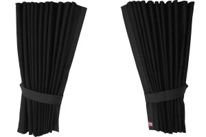 Suede-look truck window curtains 4-piece, with imitation leather edge anthracite-black anthracite* Length 95 cm