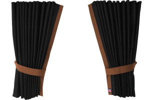 Suede-look truck window curtains 4-piece, with imitation leather edge anthracite-black grizzly* Length 95 cm