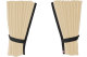 Suede-look truck window curtains 4-piece, with imitation leather edge beige anthracite* Length 95 cm