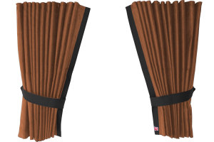 Suede-look truck window curtains 4-piece, with imitation leather edge grizzly anthracite* Length 95 cm