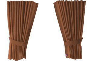 Suede-look truck window curtains 4-piece, with imitation leather edge grizzly grizzly* Length 95 cm
