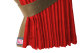 Fönstergardiner i mockalook 4-delade, med kantlist i läderimitation röd grizzly* Längd 95 cm