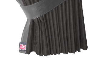 Lkw Bettgardinen, Wildlederoptik, Kunstlederkante, stark abdunkelnd anthrazit-schwarz beton grau* L&auml;nge149 cm