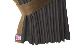 Truck bed curtains, suede look, imitation leather edge, strong darkening effect anthracite-black grizzly* L&auml;nge149 cm
